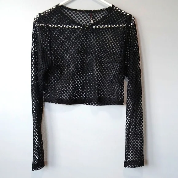 Bodyrage Mesh Goth Crop Top Punk Witchy Goth Vamp Dark Romantic Womens Large - Picture 1 of 3